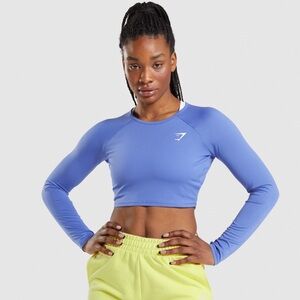 Gymshark Blue Fitted Long Sleeve Crop Top